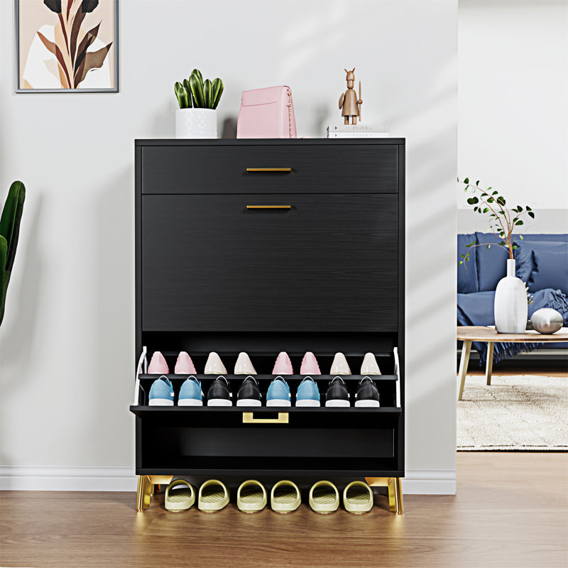 Armoire à chaussures pour le vestibule, Noir, noir, noir, noir