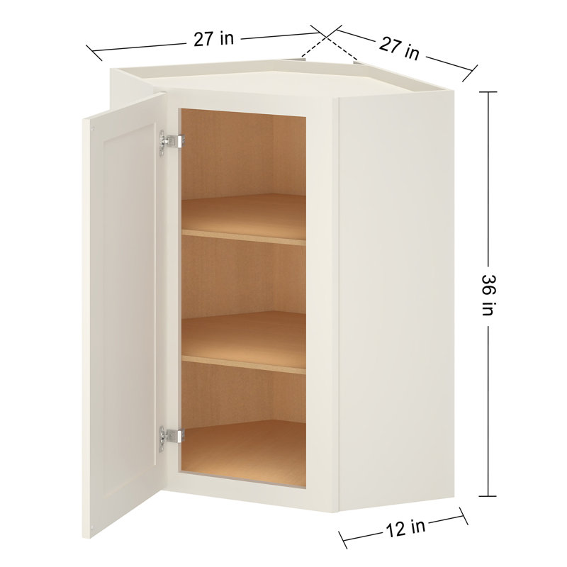 Armoire murale de coin Diagonal, H 36 po x l 27 po x P 24 po, Blanc camée