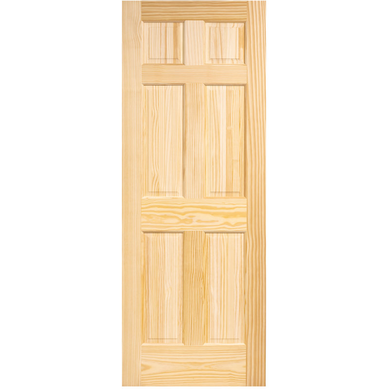 Porte standard à panneaux en bois massif sans finition, 32 po x 96 po