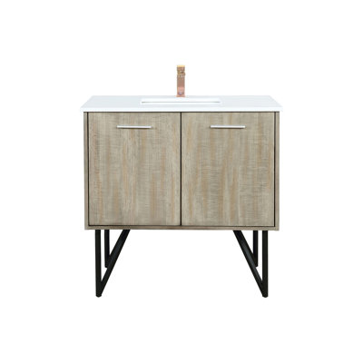 36 po L x P 20 po Meuble-lavabo rustique avec comptoir en marbre et robinet or rose - Conception d'armoires à fermeture en douceur