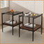 Café moderne en verre trempé gris moderne Table de bout Trio, facile à nettoyer avec rangement en panneau de fibres à densité moyenne, charge de 220 lb pour le salon-121049727-121049729