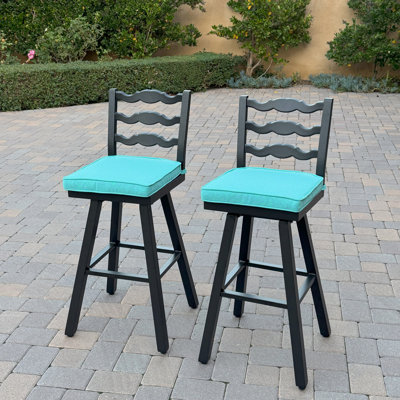 Balwin Aluminum Outdoor Bar Stool with Cushion(set of 2) by Lark Manor