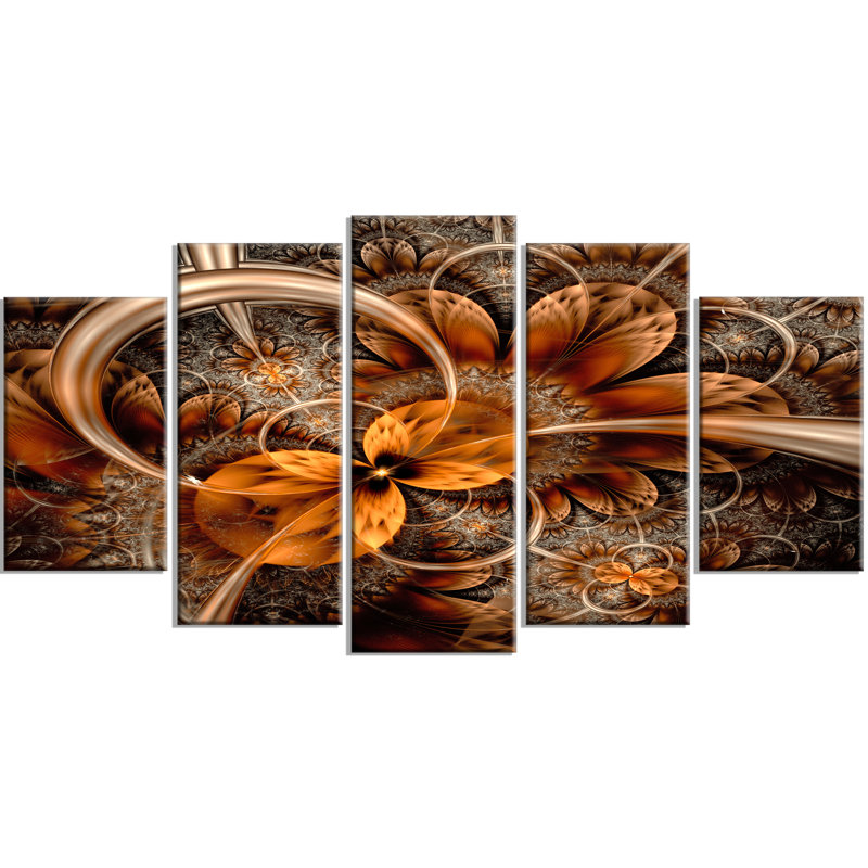 « dark orange fractal fleur », reproduction de peinture à l’huile à multiples images sur toile