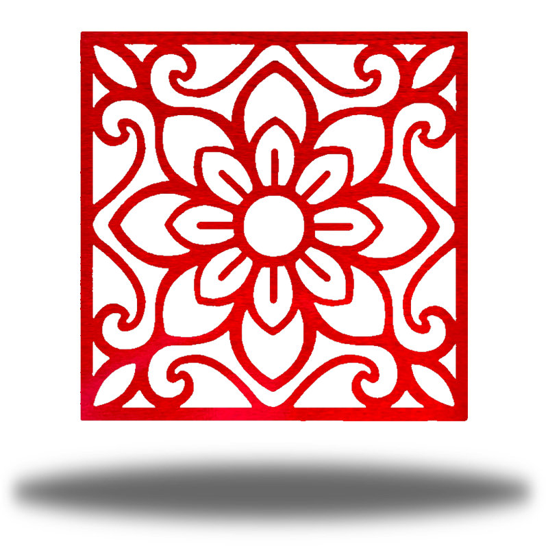 Traditional Plants & Flowers Wall Decor on Metal, 30" H x 30" W x 0.06" D, Red
