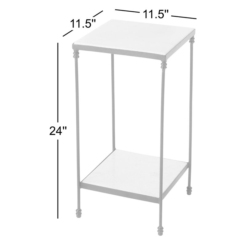 Larkin Marble & Iron Side Table, White Marble/Black