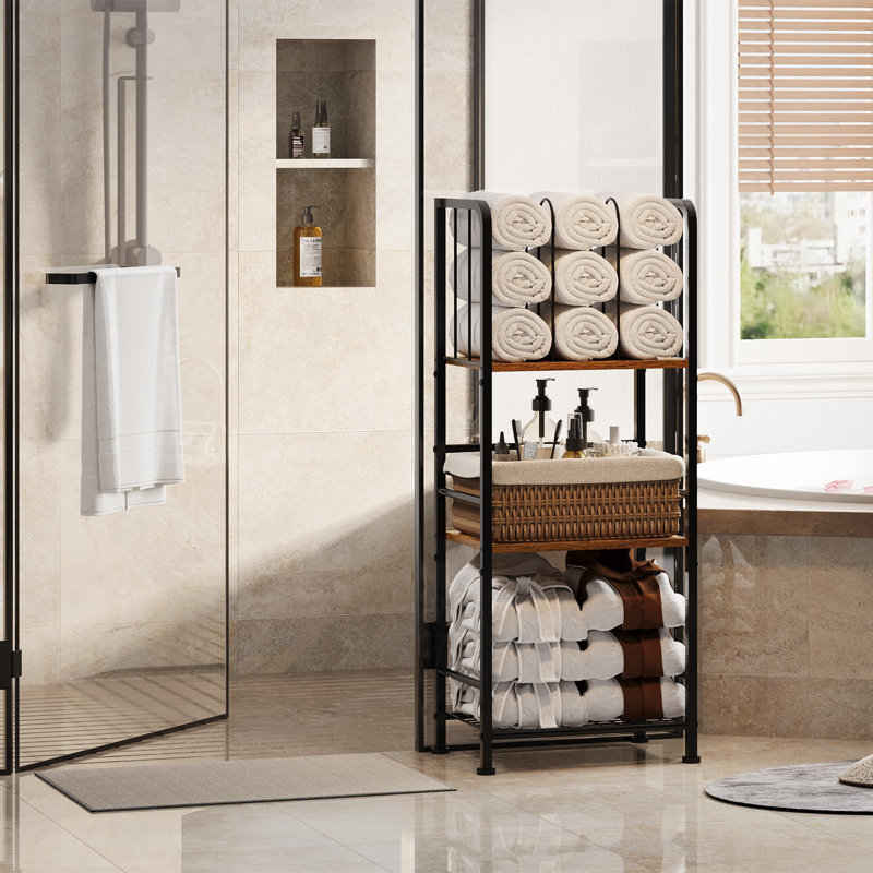 Séparateur de serviettes amovible à 3 niveaux en forme de M, porte-serviettes en métal durable pour la salle de bain, porte-serviettes de piscine, organisateur de rangement de serviettes peu encombrant, tablette de serviettes de bain moderne