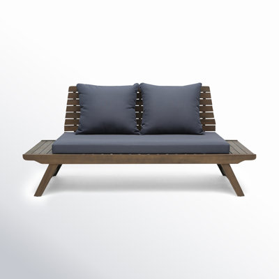 Lavinia 65" Outdoor Wooden Loveseat with Cushions