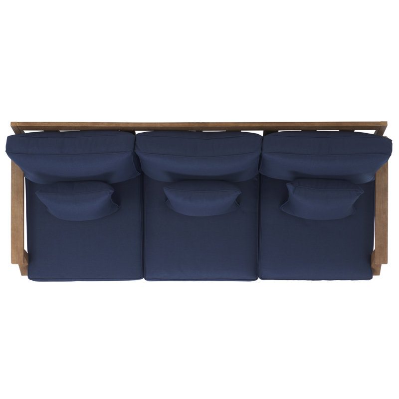 Canapé d'extérieur avec coussins de 83 po Samya, Naturel / bleu marine