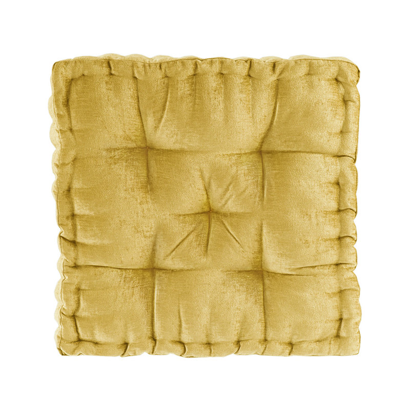 Coussin de sol carré en chenille de polyester texturé Gracie Mills Elara