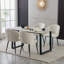 6 Seater 1.5m Scandinavian Minimalism Warm/Cool Grey Marble Effect Dining Table With Metal Base-483595324