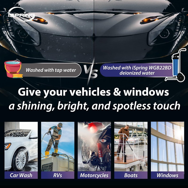 Système de lavage de voiture iSpring Spotless, système d'eau déionisée pour lave-auto, véhicules récréatifs, bateaux, motos et fenêtres, modèle: WGB22BD