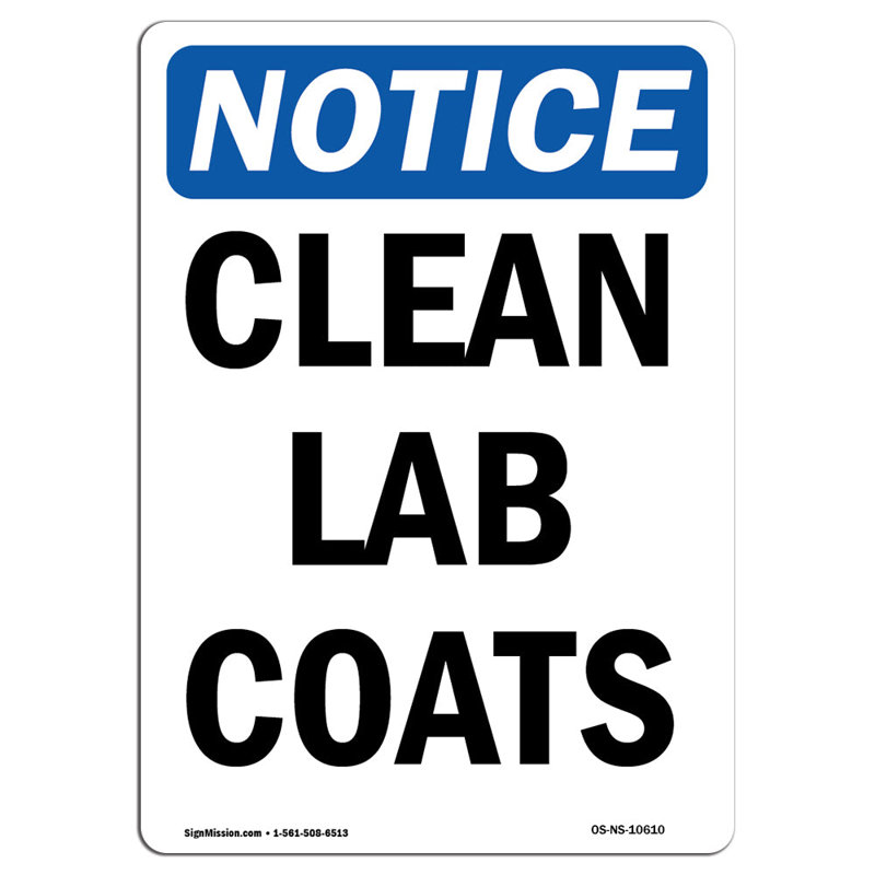 Avis de l'OSHA - «Clean Lab Coats», H 24 po x l 18 po x P 0,1 po