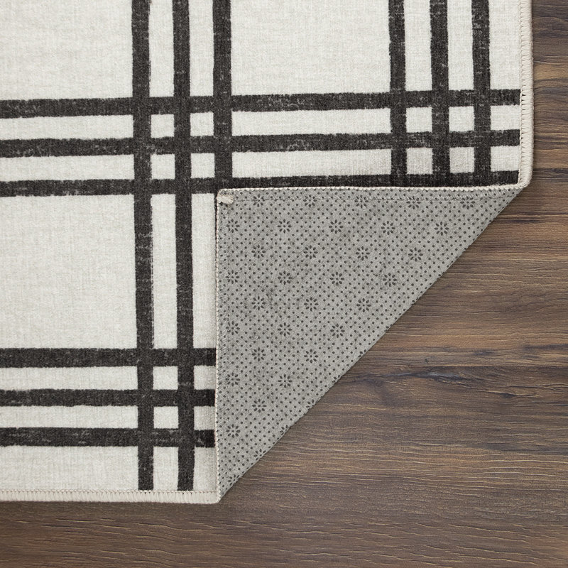 Tapis noir / ivoire Plaid, Rectangle 3 pi x 5 pi