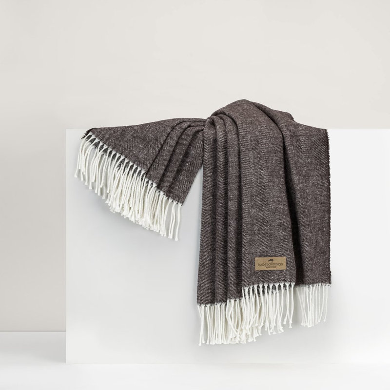 Italian Herringbone Throw Blanket, Chestnut