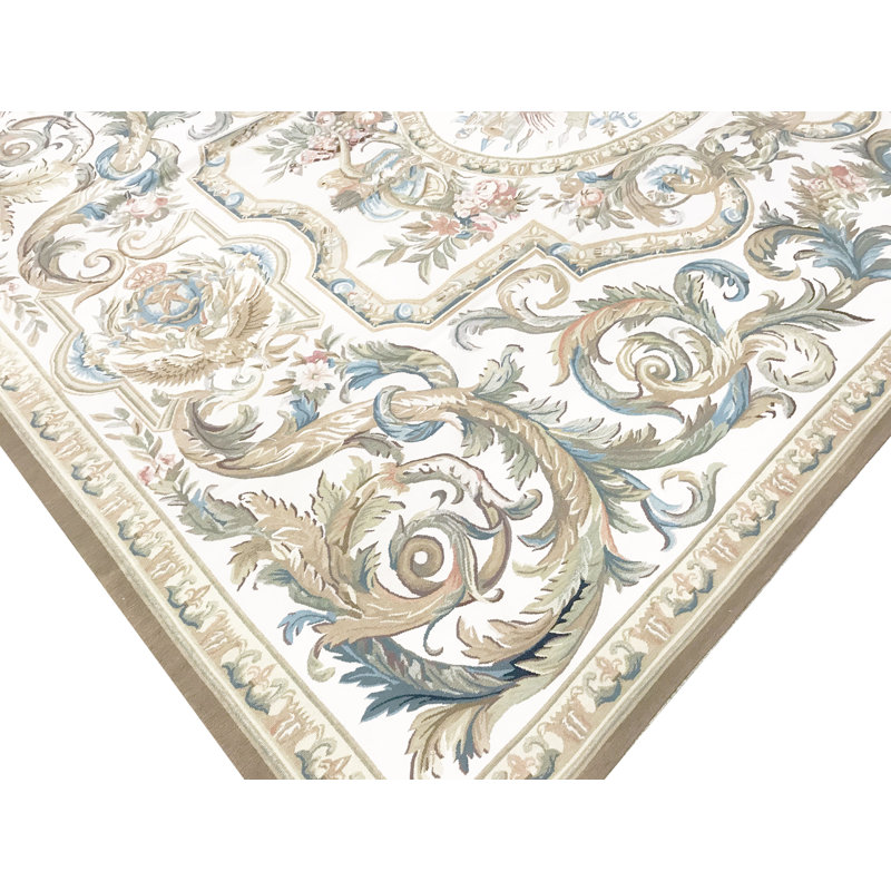 Hand-Knotted High-Quality Beige and Beige Area Rug