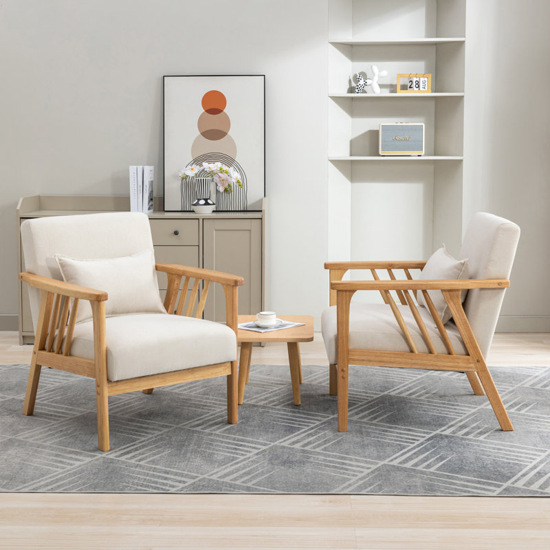 Raeliegh Upholstered Armchair, Beige Linen