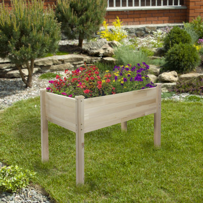 4ft Wood Raised Garden Bed Planter Box with Liner