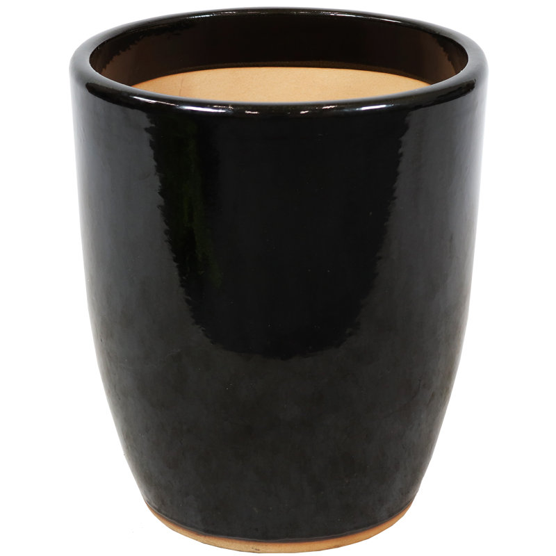 Captivating Vista 11.5" x 11.5" x 14" Round Ceramic Planter 2-Count - Obsidian, 2, Obsidian