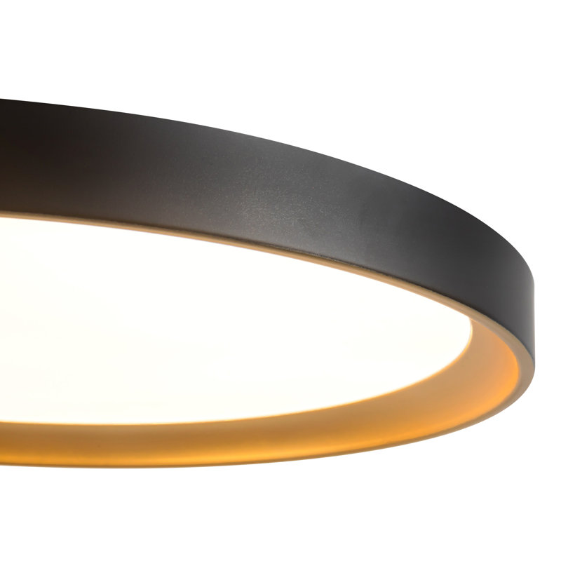 Nix 15-in Black dimmable LED Flush Mount, Matte Black/Gold