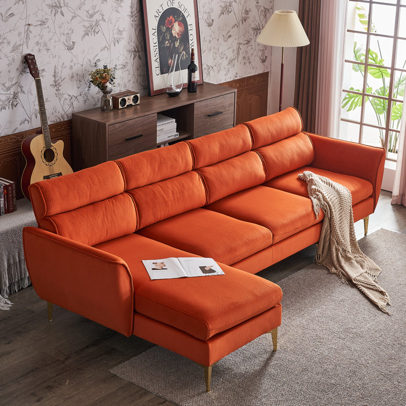 Canapé et méridienne rembourrés Dooling, Mélange de polyester orange