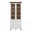 White MDF Display Storage Cabinet,Tall Kitchen Pantry Cabinets with Glass Doors and Adjustable Shelves,Freestanding Storage Cupboard for Kitchen, Living Room