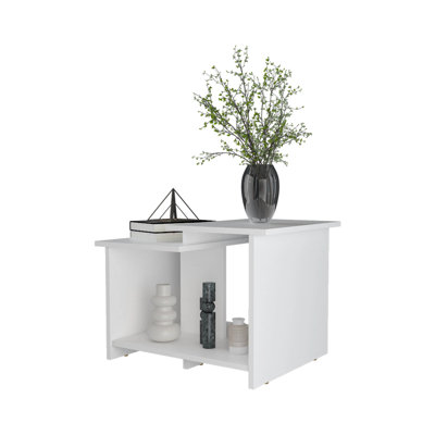 White Coffee Table With Open Storage