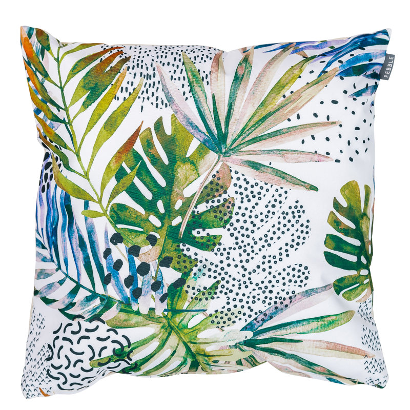 Bean Bag Bazaar Palm Leaf Print Indoor-Outdoor Cushion, Multicolour