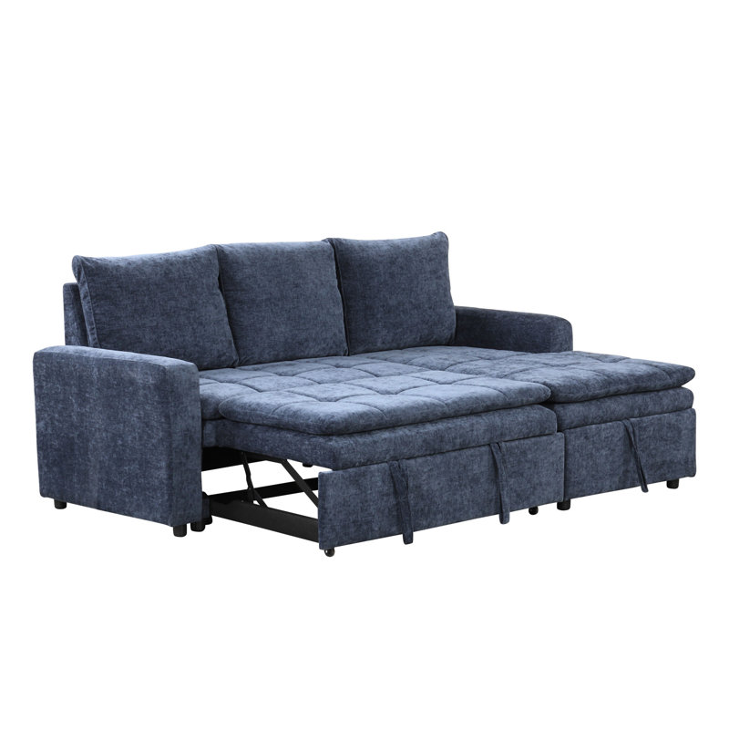 U_STYLE Canapé-lit modulaire rembourré avec espace de rangement, Polyester bleu
