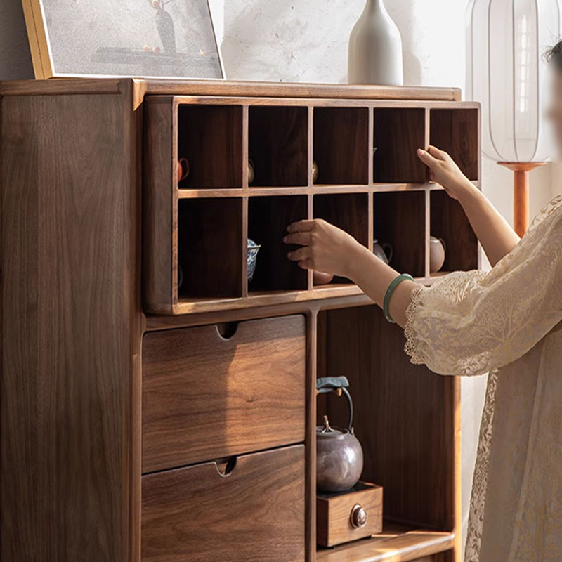 New Chinese Style Lattice Door Bookcase
