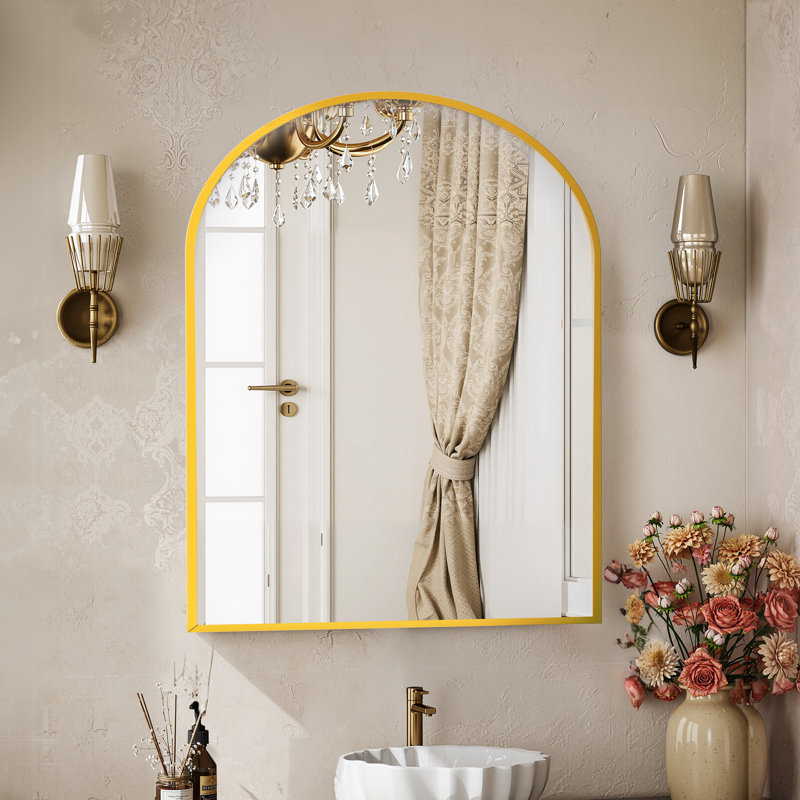 Dochas Aluminum Arch Mirror, Gold, 32" x 31"