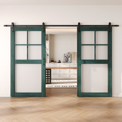 Portes de grange en verre givré double non assemblé et fini 36 po x 80 po Homquer Royal Pine