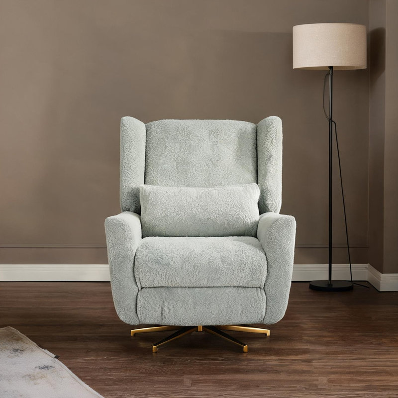 Fauteuil inclinable à oreilles pour salon, pivotant à 360 degrés, base dorée, inclinaison électrique par bouton-poussoir, assemblage requis