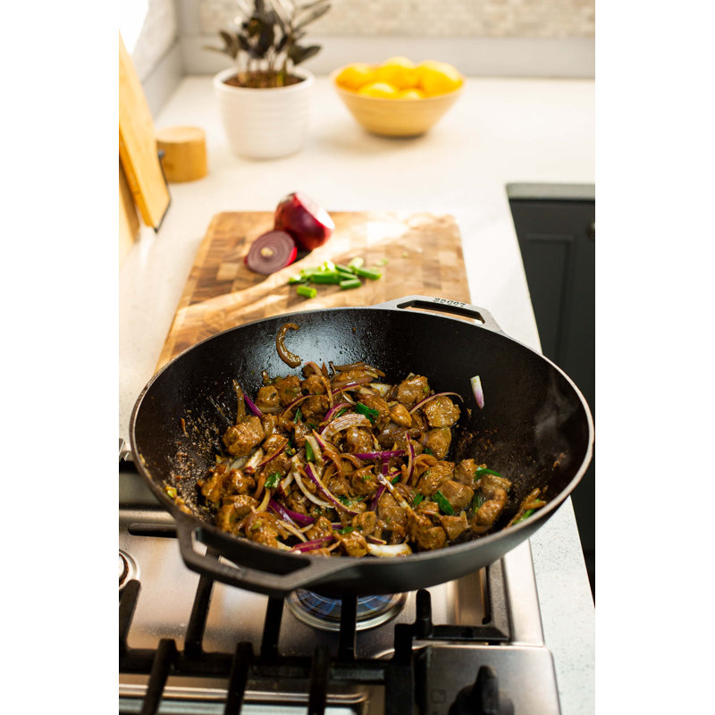 Lodge 14" Black Cast Iron Dual Handle Wok