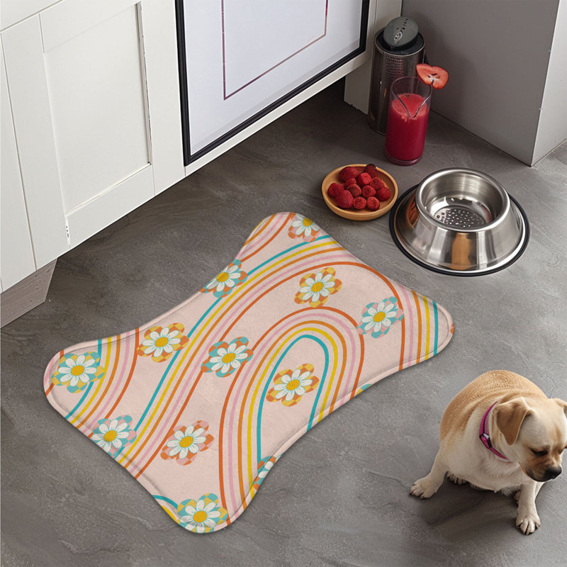 Psychedelic Vibes - 1 Piece Bone Shape Feeding Mat, XL (18")