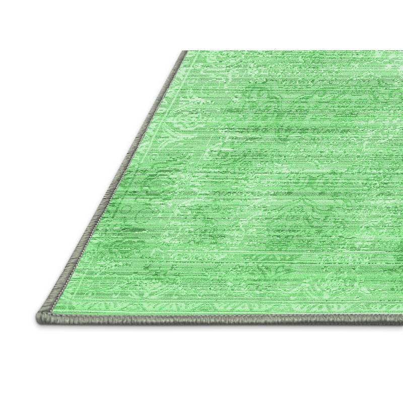 Tapis contemporains vert émeraude lavable à la machine 179, Rectangle 2 pi x 3 pi