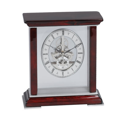 Horloge de table analogue en brun/argent