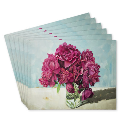 Fuchsia Peony Polyester Orlane Set of 6 - Home Decor