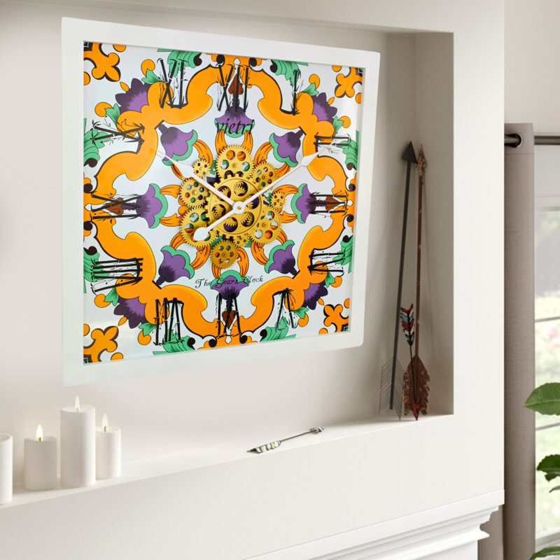 Solid Wood Wall Clock, Orange