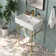 Ceramic White Rectangular Single Faucet Hole 24 in Console Bathroom Sink with Overflow