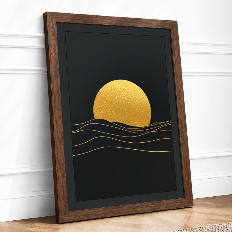 Sun Through Waves Minimalist - Print, Walnut, A3 - 42.0 x 29.7 cm