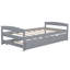 Lit plateforme gris simple avec lit gigogne efficace - Efficacité utilitaire de décoration de chambre à coucher