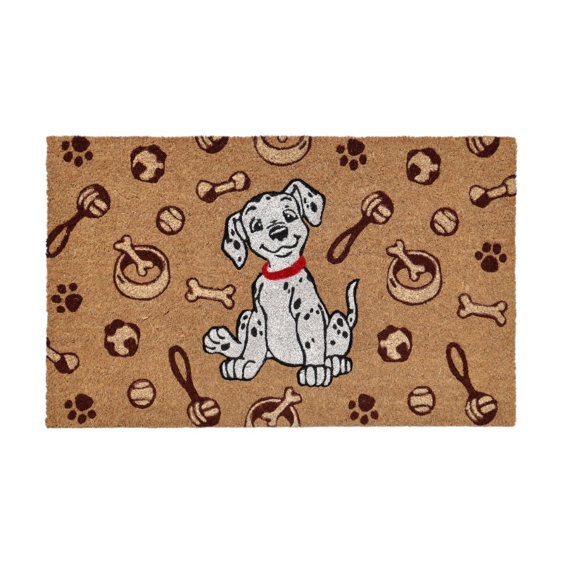 Tapis d'extérieur 18 po x 30 po beige et blanc pour chien en fibre de coco