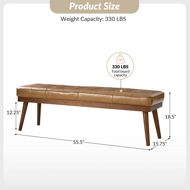 Banc en cuir véritable Bittoo, Chameau