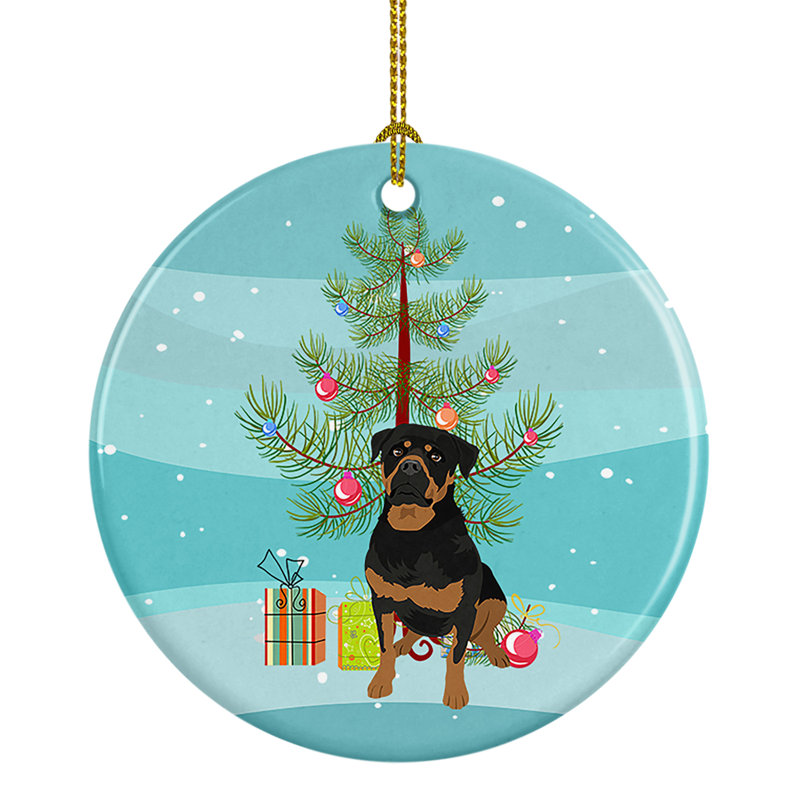 Rottweiler Black and Mahogany Christmas Ceramic Ornament, Rottweiler Black and Mahogany