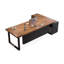 Bureau de direction en L en noyer massif avec tiroirs-823919687-823919686