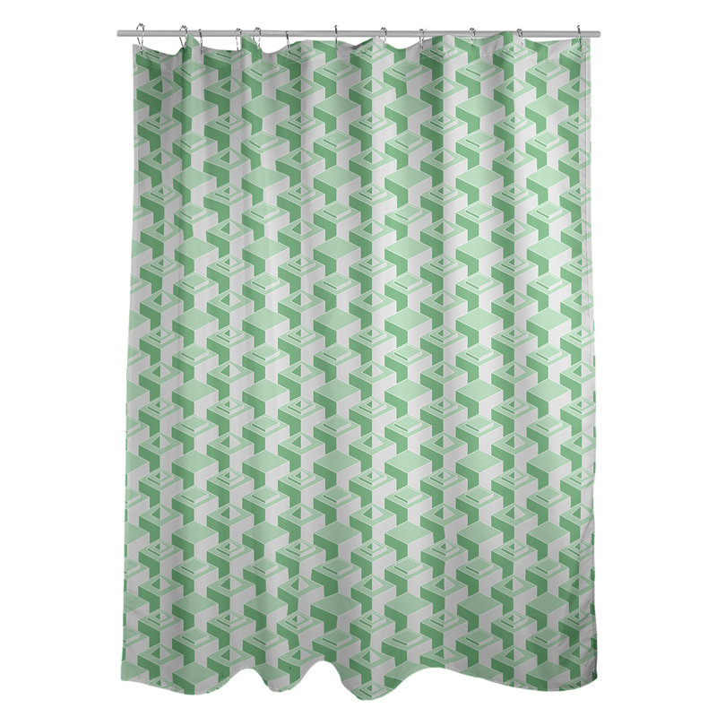 Rideau de douche simple classic skyscrapers, Vert / blanc