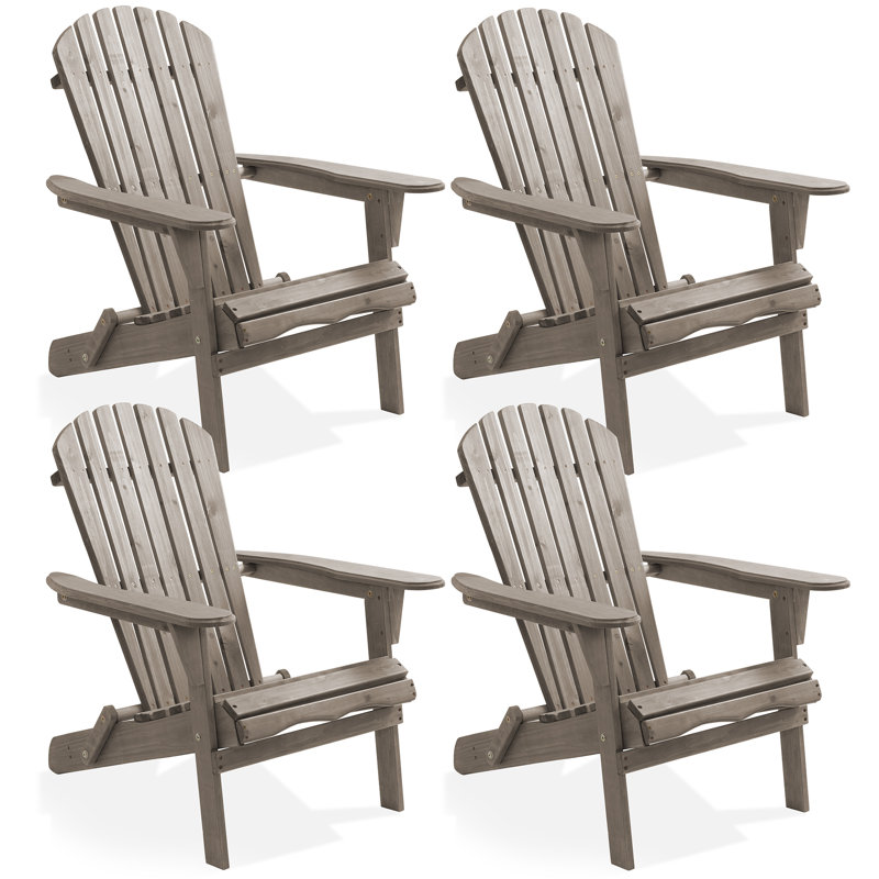  Solid Wood Folding Adirondack Chair, Gray