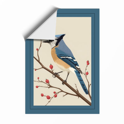 Blue Jay on Branch Vintage - Framed Print