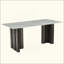 Table de salle à manger rectangulaire, style moderne, verre trempé avec plateau de table en marbre, pieds de table brossés mat, convenant à 4 à 6 personnes