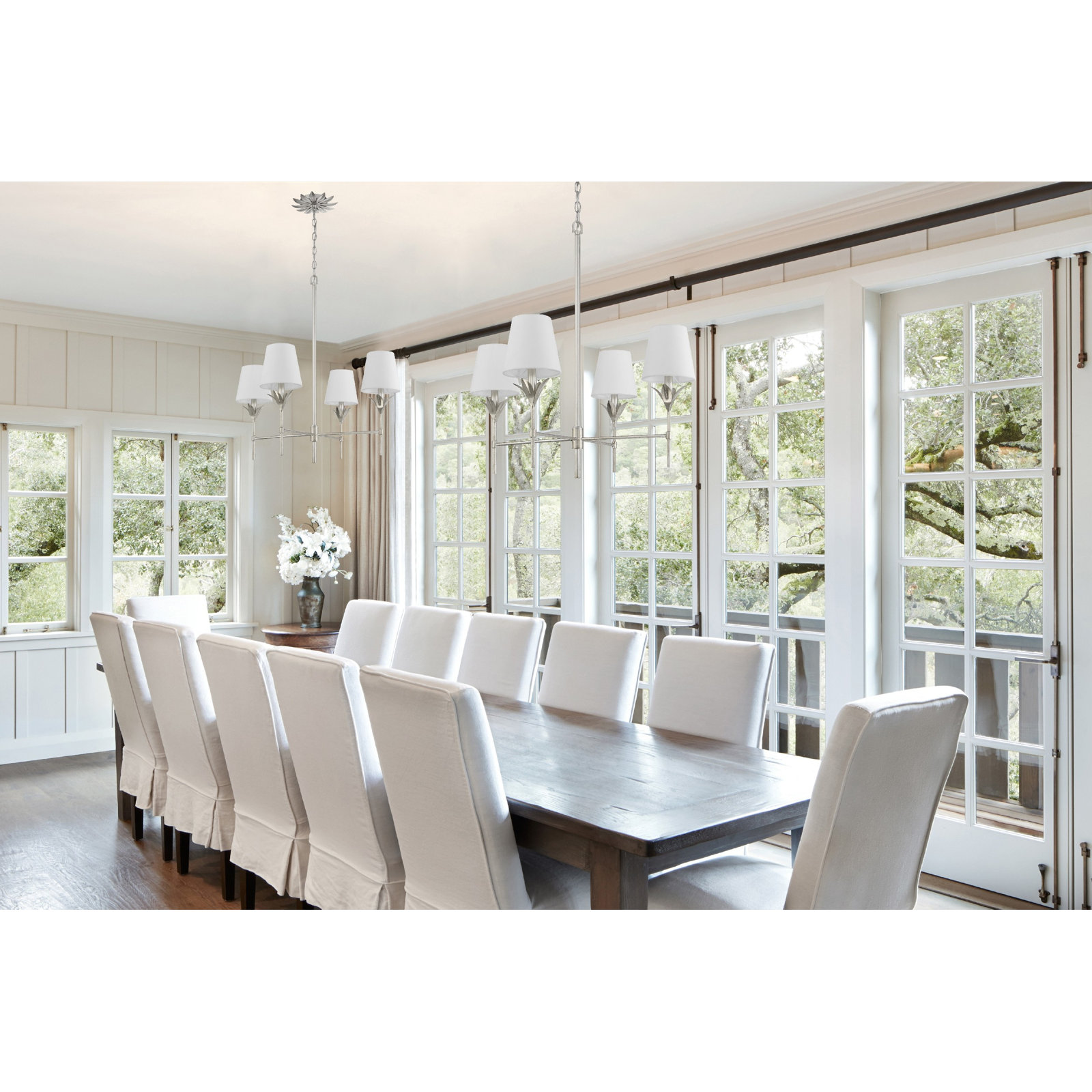 Iron 4-Light Chandelier, Antique Silver